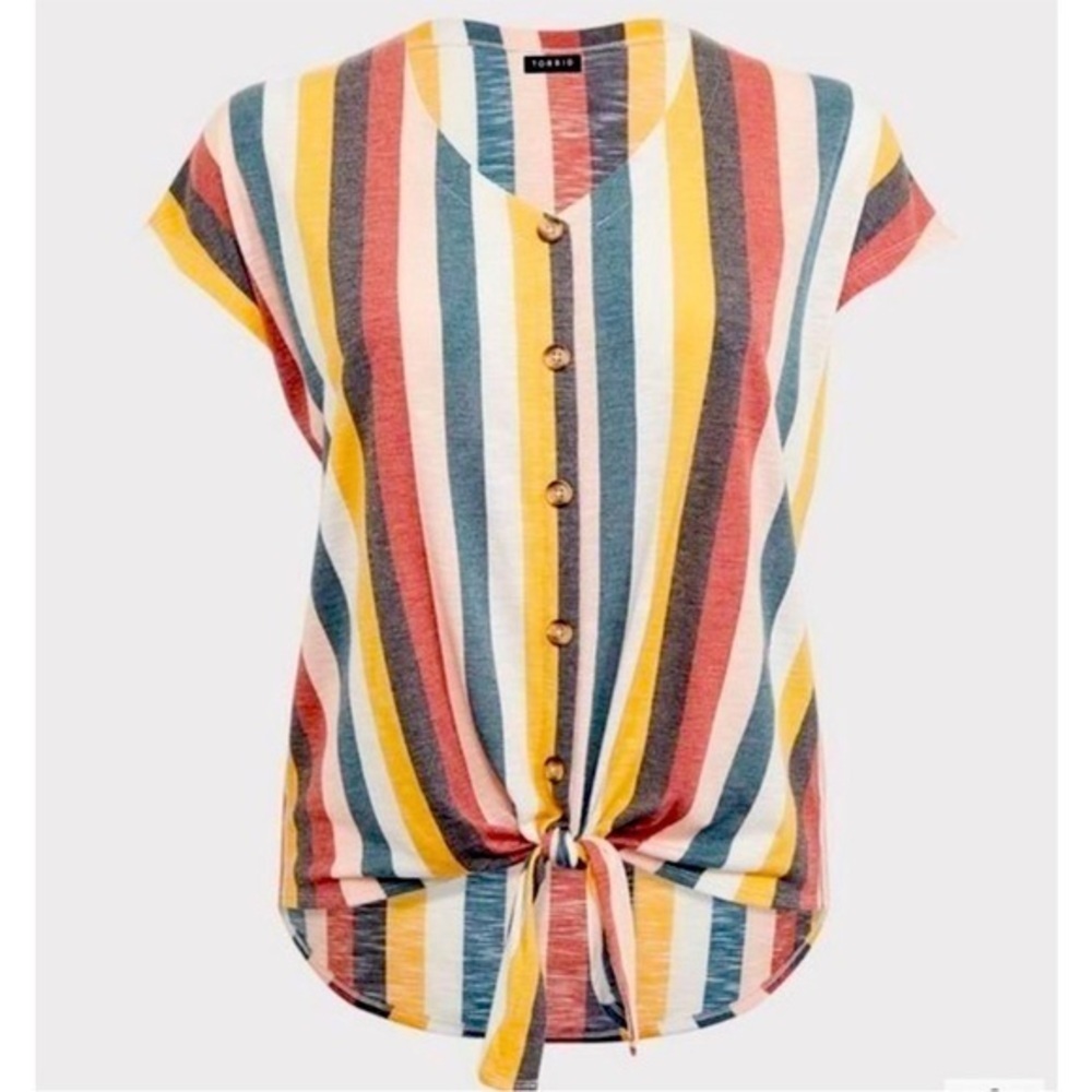 Torrid top striped tie front